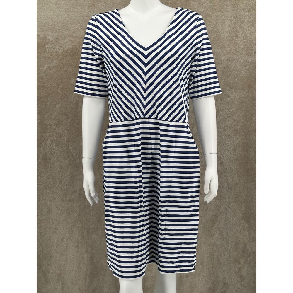 J McLaughlin Dress Womens XL Navy White Stripe Catalina Cloth‎ Nautical Sailor